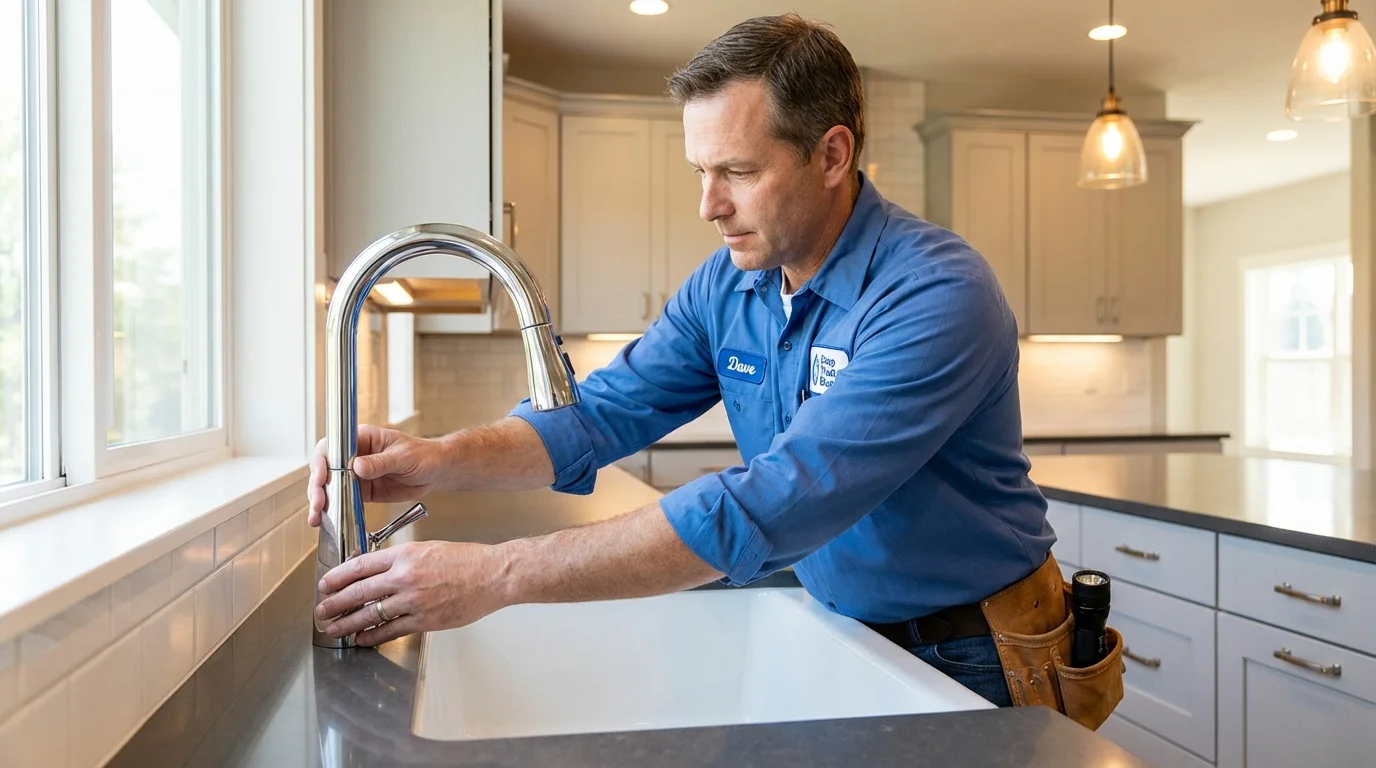 Kitchen faucet installation by Johns Plumbing LLC in Westbrook