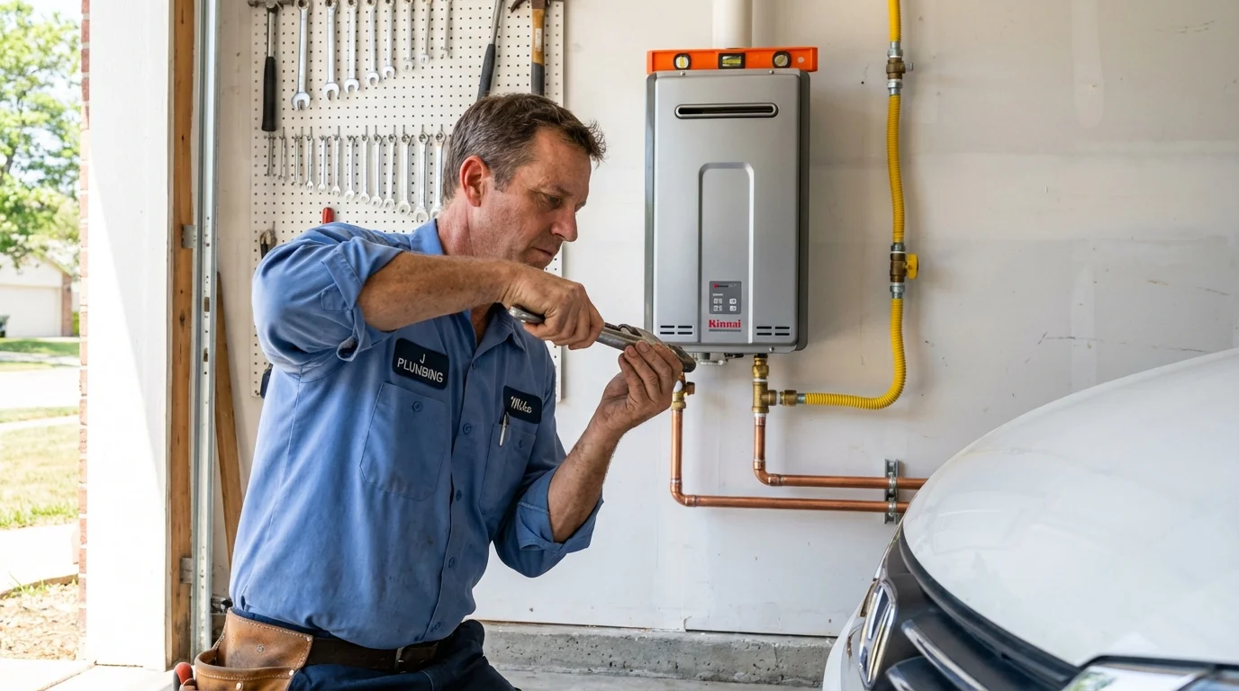 Tankless water heater installation by a Johns Plumbing LLC plumber in Westbrook